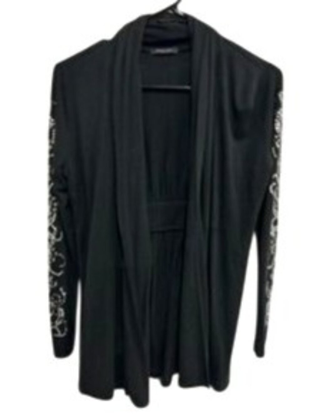 West Kei Petite Black Rhinestone Sleeve Open Front Cardigan Embellished Gorpcore